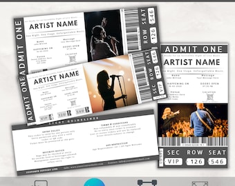 Editable Concert Ticket Template | Fake Concert Tickets Stub | DIY Custom Event Ticket |Experience Gift for Him/Her | Birthday Surprise Gift