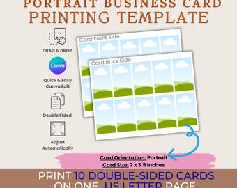 Visitenkarte Druck Vorlage | 2 x 3,5 Zoll doppelseitige Visitenkarten bearbeitbare Canva Print Vorlagen | Ziehbarer Porträtrahmen