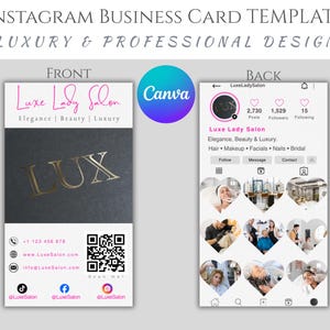 Edytowalne szablony wizytówek na Instagramie | Nowoczesna karta z kodem QR Canva DIY | Niestandardowe karty influencerów na Instagramie | Puste cyfrowe wizytówki dla małych firm