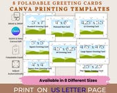 8 Foldable Cards Printing Templates | DIY Drag & Drop Printable Card | Greeting Cards Canva Blank Frame Template | Fold Place Card Template