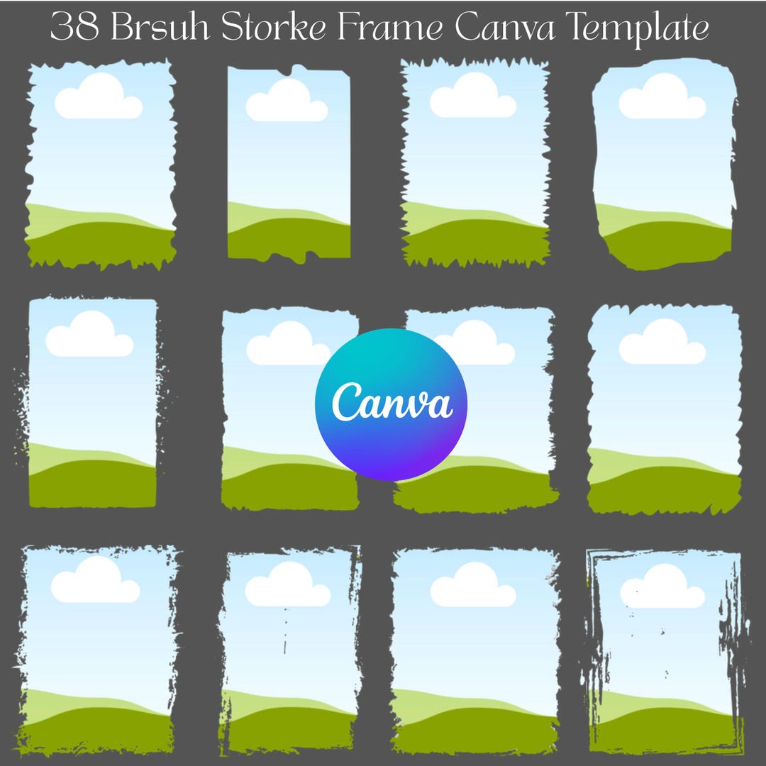 Bleach Effect Distressed Edge Editable Frames Template Bundle, Canva ...