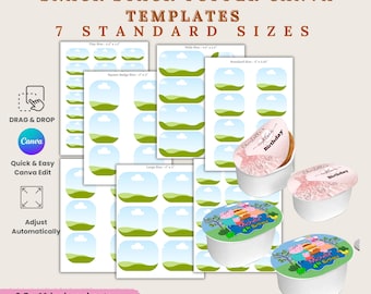 7 Snack Stack Topper Template Canva, bearbeitbares Snack Stack Label, benutzerdefinierte Kartoffel Snack Chip Box, druckbares Party Favor Topper Template Design