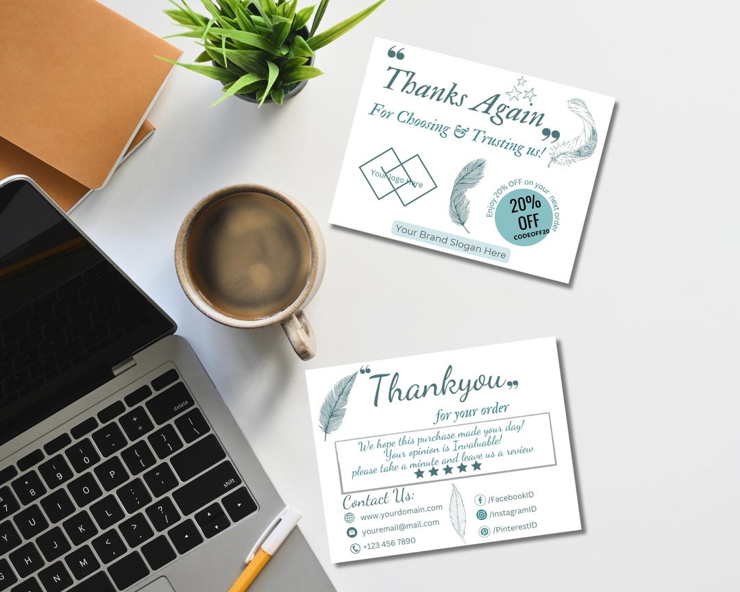 Blue Business Thank You Card Canva Template | Double-sided Design ...