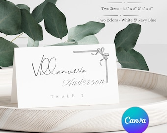 Editable Wedding Place Cards Template | Printable Flat & Folded Name Tag | DIY Guest Seating Placecard | Custom Event Dinner Party Tent Card