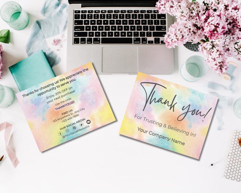 Rainbow Small Business Thank You Card Template | Editable Canva Design ...