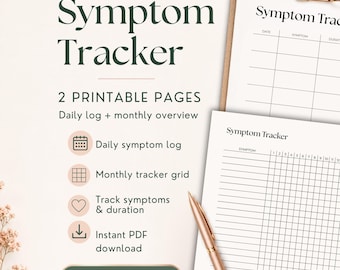 Chronic Illness Symptom Tracker Printable, Fibromyalgia M.E CFS POTS Pain Log, Medical Health Tracker PDF
