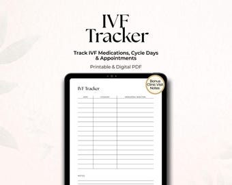 IVF Tracker Printable, Fertility Tracker, IVF Planner, Cycle Tracker, I.V.F Medication Log, Fertility Journal, T.T.C Planner PDF