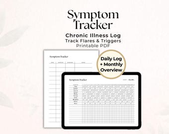 Registro de síntomas de enfermedades crónicas, registro de fibromialgia, SFC y POTS, registro de dolor, registro de salud, registro de síntomas médicos, PDF imprimible