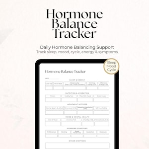 Hormone Tracker Printable, Cycle Tracker, PCOS Tracker, Mood Sleep Symptom Log, Period Tracker, Wellness Tracker, Health Tracker PDF image 1