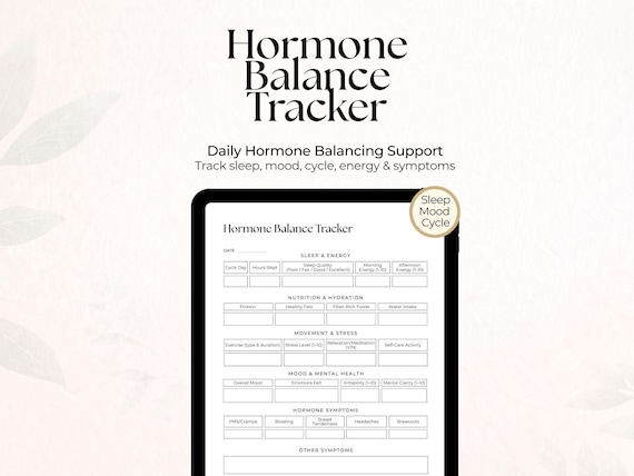 Hormone Tracker Printable, Cycle Tracker, PCOS Tracker, Mood Sleep Symptom Log, Period Tracker, Wellness Tracker, Health Tracker PDF