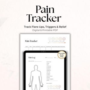 Chronic Pain Tracker Printable | Back pain, Sciatica, Fibromyalgia, Endometriosis | Symptoms Log PDF