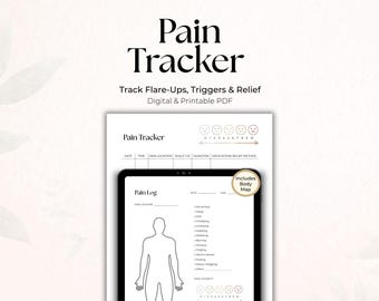 Registro de dolor crónico imprimible, registro de dolor en PDF, registro de síntomas, registro de migraña, artritis y fibromialgia, registro diario de salud
