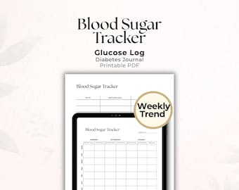 Registro de glucosa en sangre imprimible, registro de glucosa, registro de diabetes, tabla de glucosa en sangre, registro de diabetes tipo 2, registro diario de glucosa en PDF