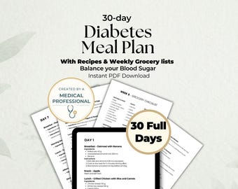 Plan de alimentación para diabéticos (30 días) en PDF / Dieta para el control del azúcar en sangre (tipo 2) / Menú semanal bajo en carbohidratos