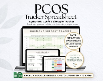 PCOS Tracker Spreadsheet | Symptom, Cycle & Insulin Resistance Tracker | Google Sheets And Excel Health Dashboard