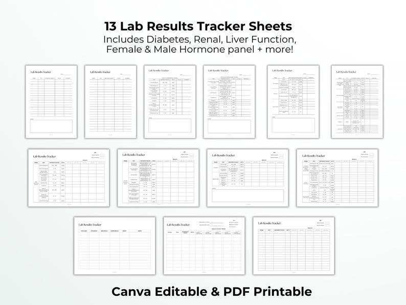 Lab Results Tracker Bundle, Blood Test Tracker, Lab Values Log, Medical ...