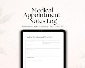 Notas de citas médicas imprimibles, registro de visitas al médico, notas médicas, notas de síntomas, registro de medicamentos, planificador de salud, carpeta médica en PDF
