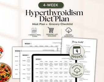 4 Week Hyperthyroidism Diet Plan PDF, Overactive Thyroid Meal Plan, Thyroid Food List, Grocery Checklist