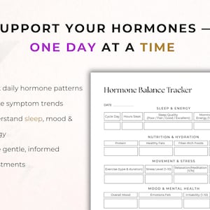 Hormone Tracker Printable, Cycle Tracker, PCOS Tracker, Mood Sleep Symptom Log, Period Tracker, Wellness Tracker, Health Tracker PDF image 2