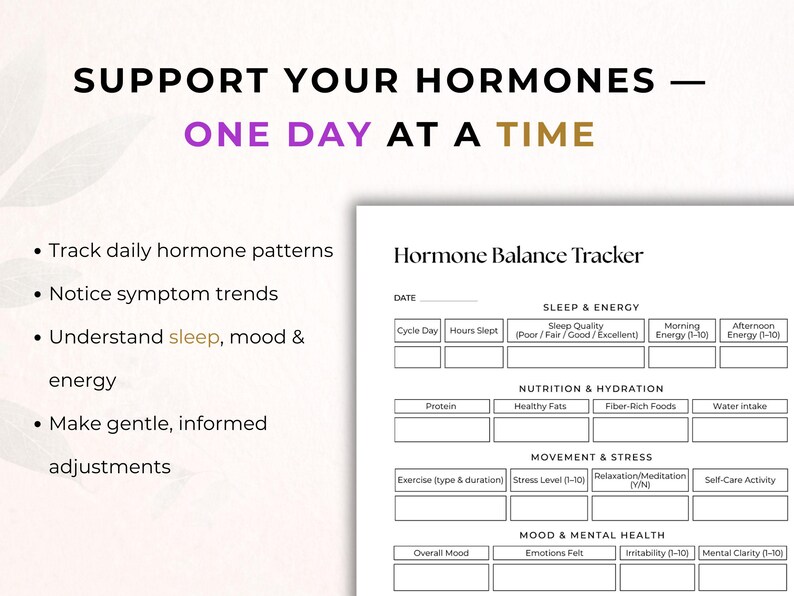 Hormone Tracker Printable, Cycle Tracker, PCOS Tracker, Mood Sleep Symptom Log, Period Tracker, Wellness Tracker, Health Tracker PDF image 2