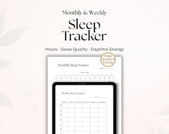 Registro de sueño imprimible, registro de sueño para el insomnio, registro de fatiga, diario de sueño en PDF, planificador de sueño semanal y mensual, registro de salud