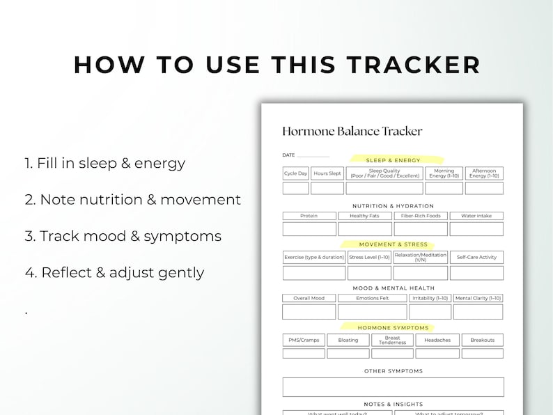 Hormone Tracker Printable, Cycle Tracker, PCOS Tracker, Mood Sleep Symptom Log, Period Tracker, Wellness Tracker, Health Tracker PDF image 4