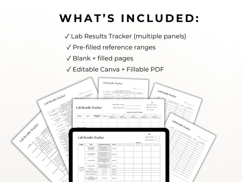 Lab Results Tracker Bundle, Blood Test Tracker, Lab Values Log, Medical ...