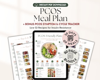 PCOS Meal Plan Bundle | 30 Day  PCOS Visual Diet Plan with Recipes + Bonus Tracker PDF