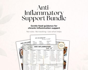 Plan de comidas para una dieta antiinflamatoria, paquete de dieta para la inflamación, dieta para la salud intestinal, dieta para enfermedades autoinmunes, lista de alimentos, plan de comidas en PDF, imprimible