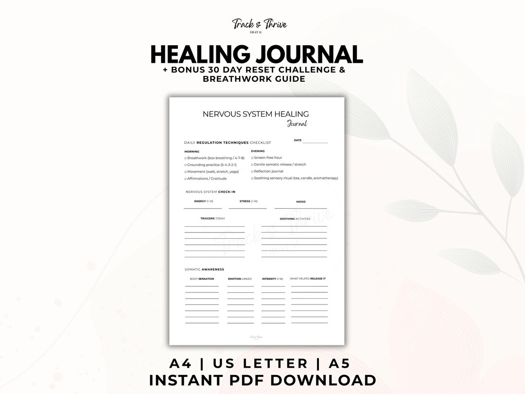 Nervous System Healing Journal | 30-day Reset Challenge | Breathwork ...