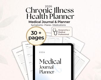 Chronic Illness Planner Printable, Symptom Tracker, Medical Binder, Medication Log, Pain Migraine Fibromyalgia Tracker, Health Planner PDF