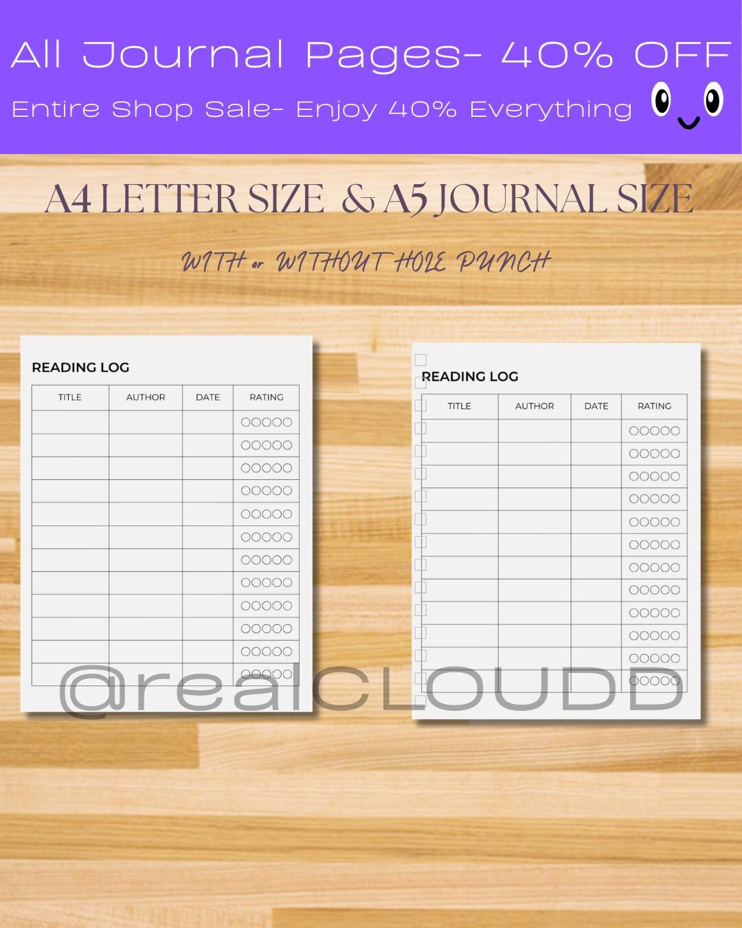 Printable Reading Log – Book Journal, Habit Tracker (A5, A4) - Etsy