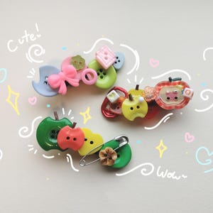 ハンドメイドのTwee Igary Sweet Fruity Pastelボタンクリップヘアピンヘアクリップバレッタキッズティーンズガールズ用