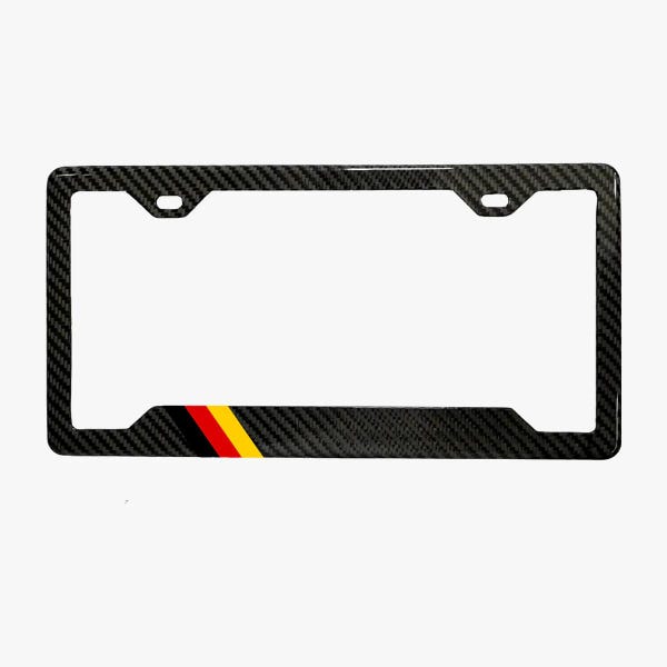 German Flag Tri-Color 100% Real Carbon Fiber License Plate Frame