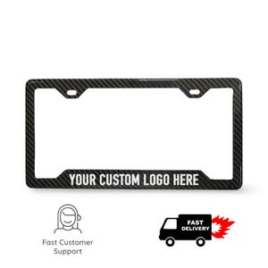 100% Real Carbon Fiber License Plate Frame Custom Decal
