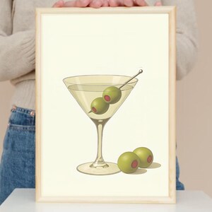 Martini Cocktail print,Digital Print, Wall Art Bar, Retro cocktail wall, Martini Poster, Download Print, Cocktail Painting, Trendy Wall Art
