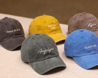 Personalized Embroidered Baseball Cap, Custom Text & Logo Washed Dad Hat, Bachelorette Party Gift for Her, Corporate Business Gift HK250903