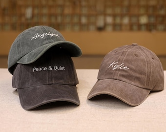 Custom Embroidered Hat, Vintage Unisex Baseball Cap, Embroidered Dad Hat, Custom Text & Logo Hat, Birthday Gift for Her/Him HK250904