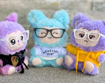 Square-Rim Eyeglasses Handheld Accessory for 17cm Collectible Plush Doll Pendant – Mini Doll Glasses