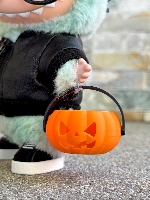 Pumpkin Bucket Accessory for Collectible Plush Vinyl 17cm