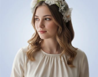 Diadema floral de cardo blanco