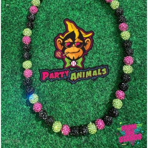 Party Animals Baseball Rhinestone Bling Necklace
