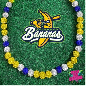 Savannah Bananas Baseball Rhinestone Bling Necklace-Banana Ball Firefighters Party Animals Texas Tailgaters