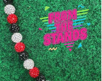 Hurricanes Inspired Sports Drip Rhinestone Beaded Necklace