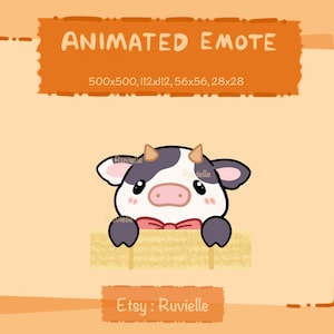 Animated Peeking Cow Emote: Kawaii GIF for Twitch, Discord