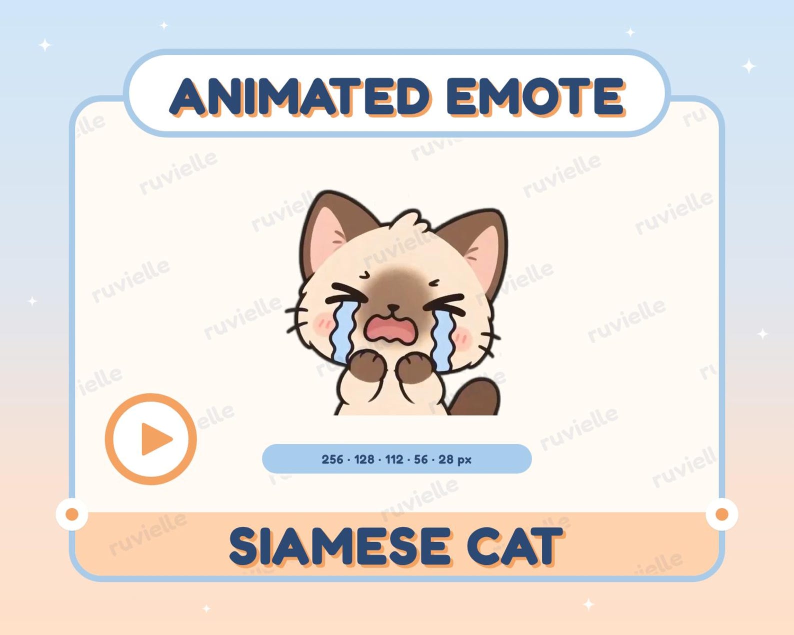 Animated Siamese Cat Crying Emote: Twitch & Discord Sad Kitty GIF - Etsy