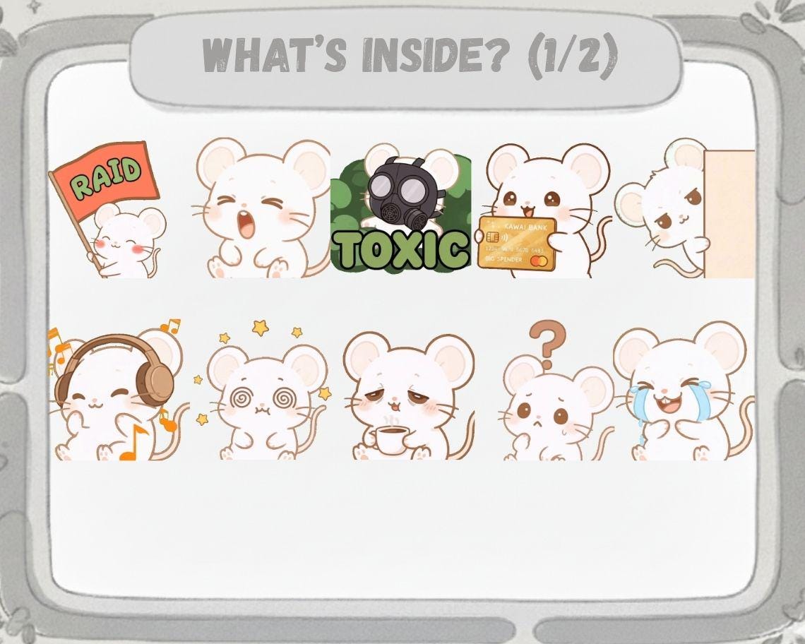 Mouse Emotes 20 Animated Kawaii White Mouse Emotes GIF Pack: Chibi Twitch Discord ...