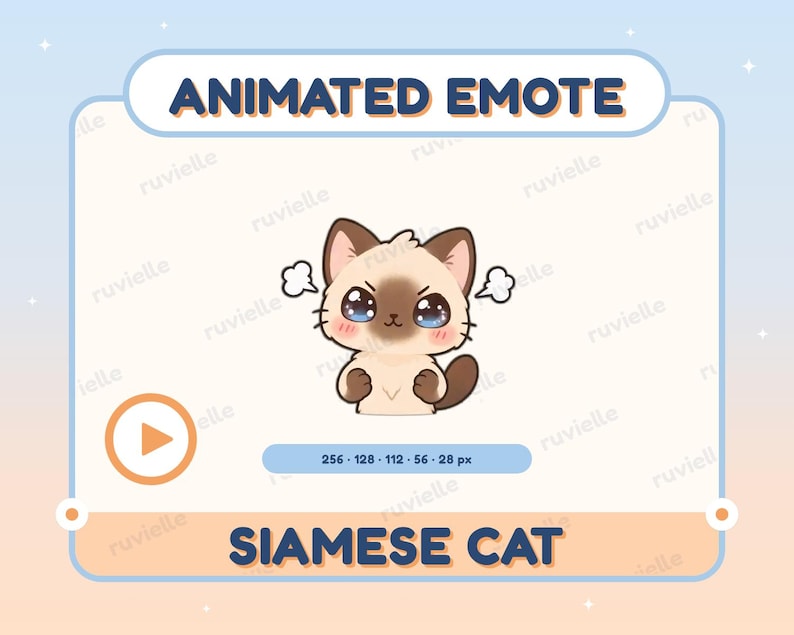Animated Siamese Cat Angry Emote: Twitch & Discord Grumpy Kitty GIF - Etsy