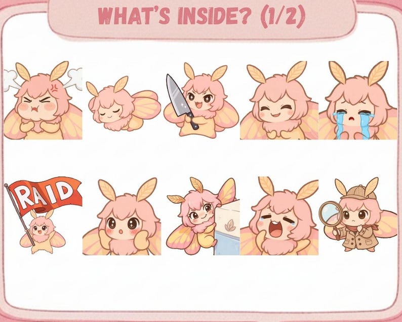 Moth Emotes 20 Animated Maple Moth Emotes GIF Pack: Chibi Twitch Discord Emotes ...