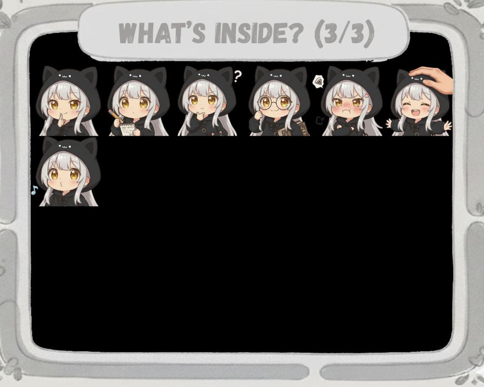55 Kawaii Chibi Silver Hair Girl Emotes Pack: Chibi Twitch Discord ...
